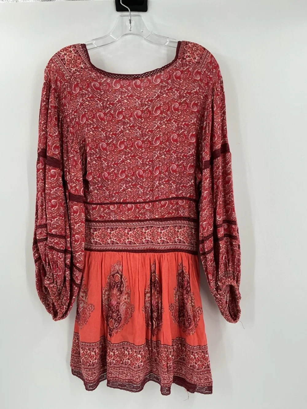 Free People Luna Scarf Print Tunic in red. - Picture 4 of 9